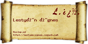 Lestyán Ágnes névjegykártya