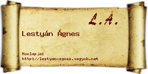 Lestyán Ágnes névjegykártya